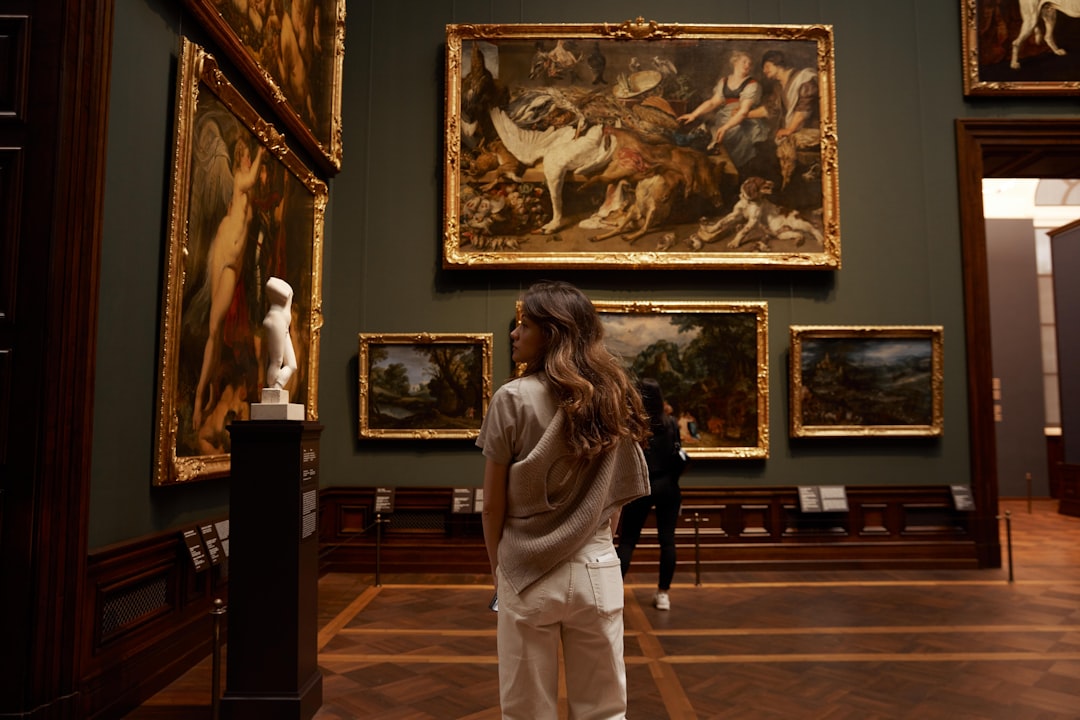 A visitor examines an immersive installation at the London Design Biennale inside Somerset House, London.